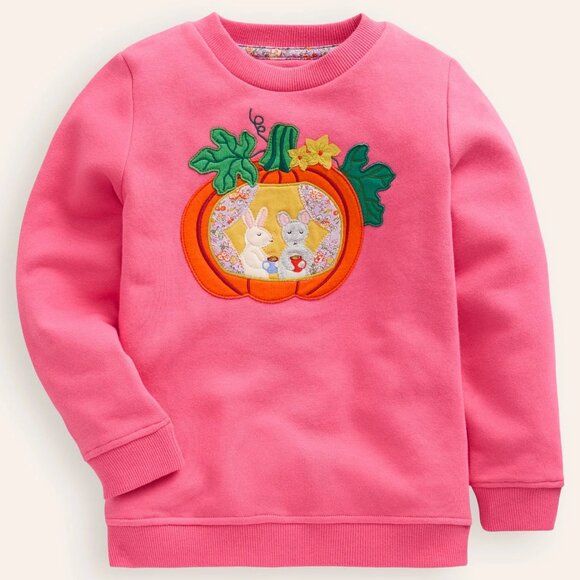 NWT Mini Boden Pink Mouse & Bunny House Sweatshirt 6/7Y